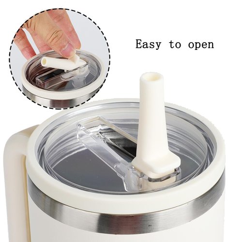 2Pcs 40 oz Replacement Tumbler Flip Straw Lid Compatible with Stanley Cup 40oz Tumbler,121 color combinations,Stanley Flip Straw Lid No odour and leak-proof (Denim blue+Denim blue)