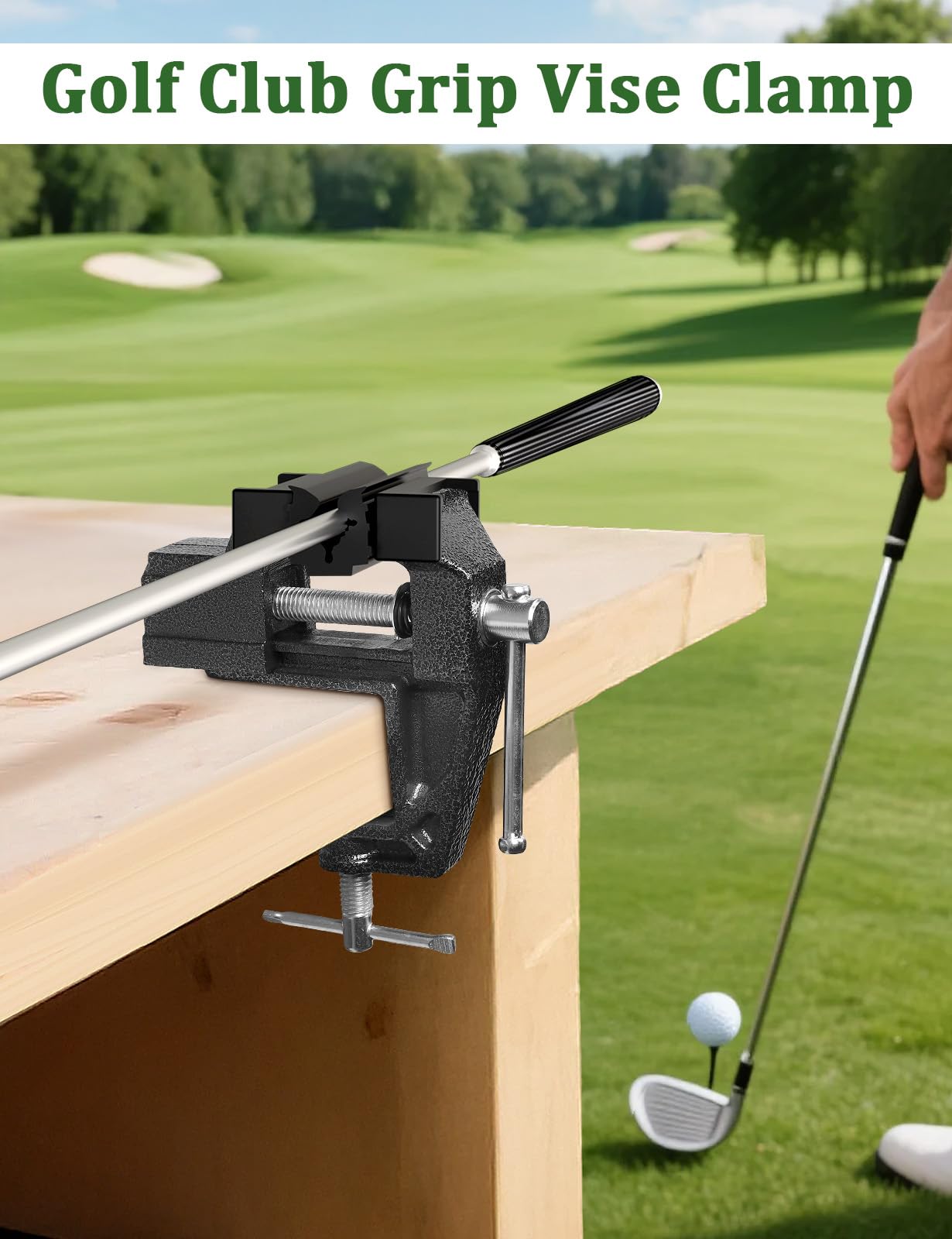 Golf Grip Kit for Regripping Golf Clubs, Portable Table Vise Rubber Clamp for Golf Grip Removal Tool, Golf Club Regripping Kit(Solvent Not Included)