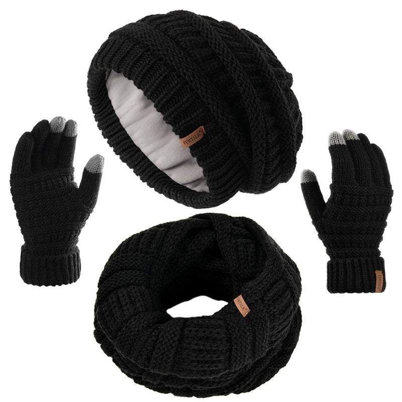 FURTALK Womens Winter Hat Gloves Scarf Set Gift Slouchy Beanie Touchscreen Gloves for Women