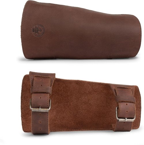 Archery Arm Guard - Adjustable Forearm Protector for Shooting Practice | Handmade Full Grain Leather in Bourbon Brown