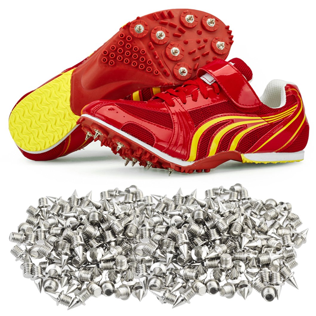 Wobe 200 Pcs 1/4" Stainless Steel Track & Cross Country Spikes with Spike Wrench, Shoe Replacement Spikes for Sprinting, Sports & Running Shoes Golf (Silver)