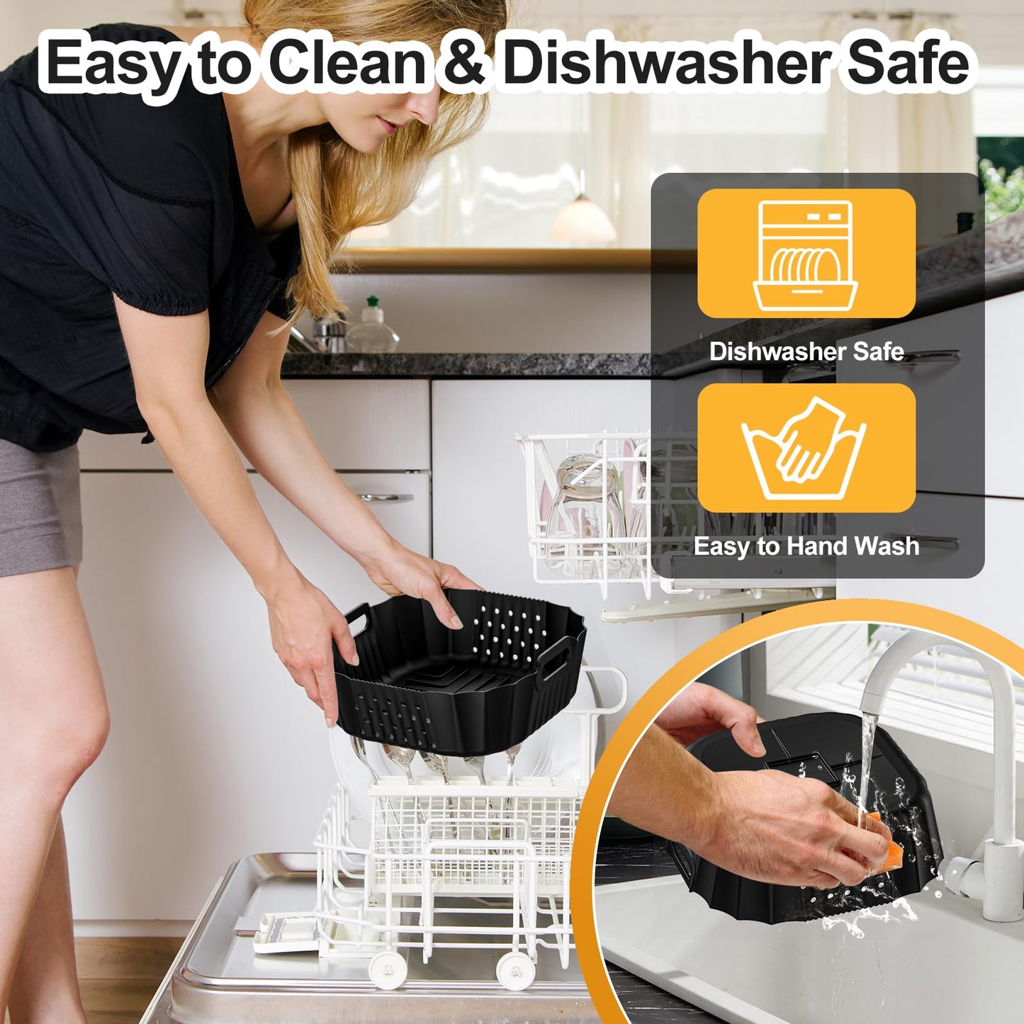 HOMELYLIFE Air Fryer Silicone Liners for Ninja Crispi FN101GY/FN101SG/FN101ST, Big Liner for 4 QT Glass Container & Small Liner for 6 Cups Glass Container, 2 Pcs Reusable Non-Stick Basket Accessories