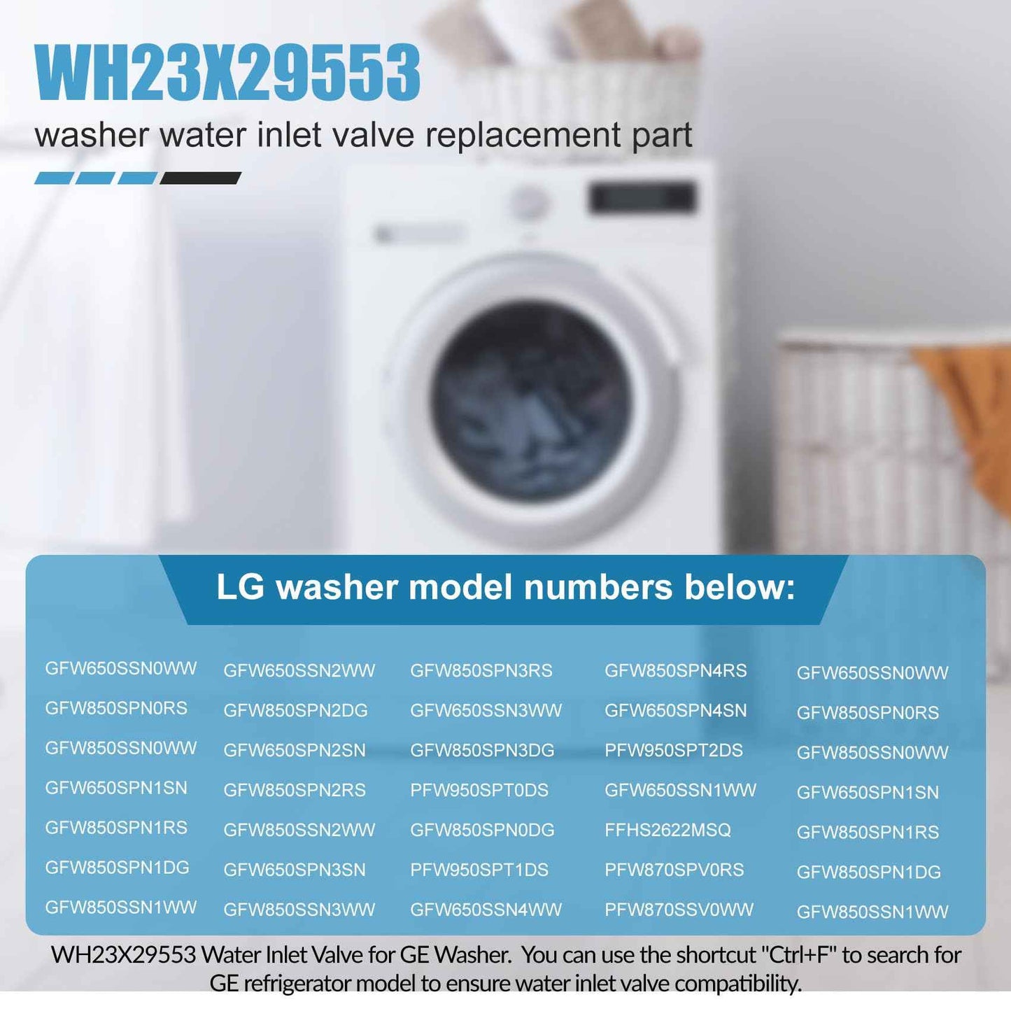 WH23X29553 Washer Water Inlet Valve for GE Washiung Machine, Washer Replacement Parts AP6983554 PS12743643 EAP12743643 0024000126ga 33090202, for GE GFW850SPN0RS GFW650SPN0SN PFW950SPT0DS valve