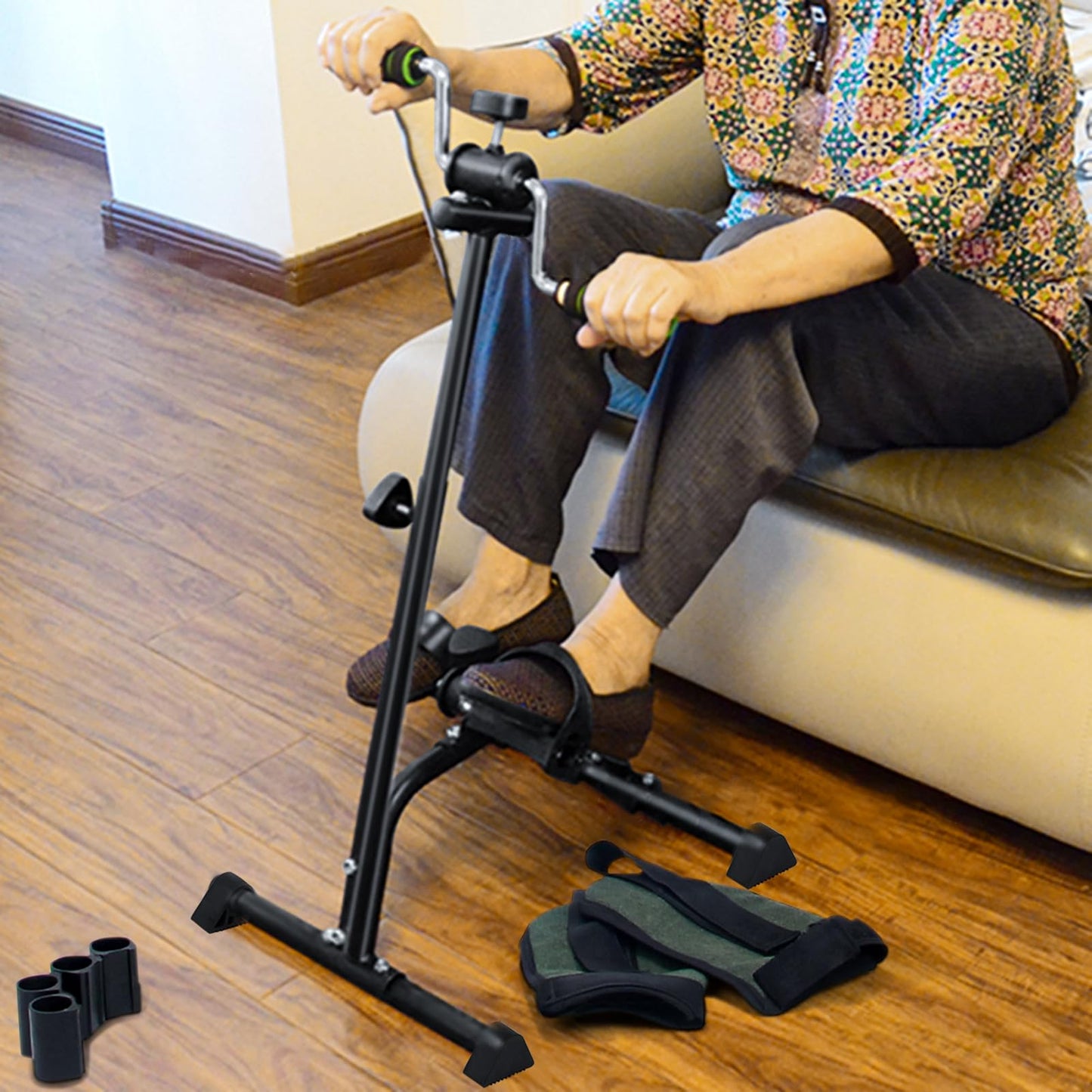 Wilitto Pedal Exerciser Bike, Elderly Exercise Bike,Hand Arm Leg Knee Peddler, Adjustable Fitness Equipment for Seniors, Elderly Home Pedal Exercise Bike for Total Body Black