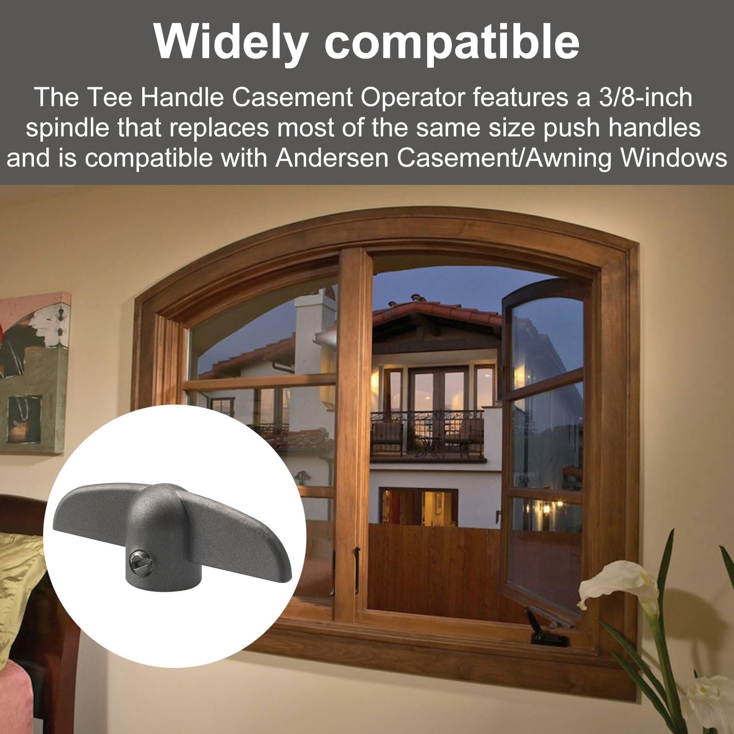 VIDABTE T-Handle Crank for Andersen Casement Windows, 3/8 in Tee Handle Casement Operator, Butterfly Wing Nut T-Handles (2 pcs)