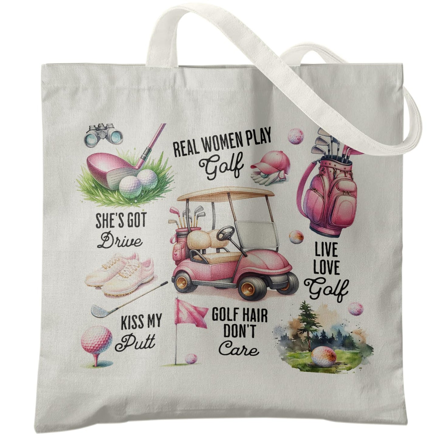 Veqzc Pink Canvas Golf Bag, Lovers Tote Bag for Women Golfers, Cart Bag, Club Golfing Team Player Gifts