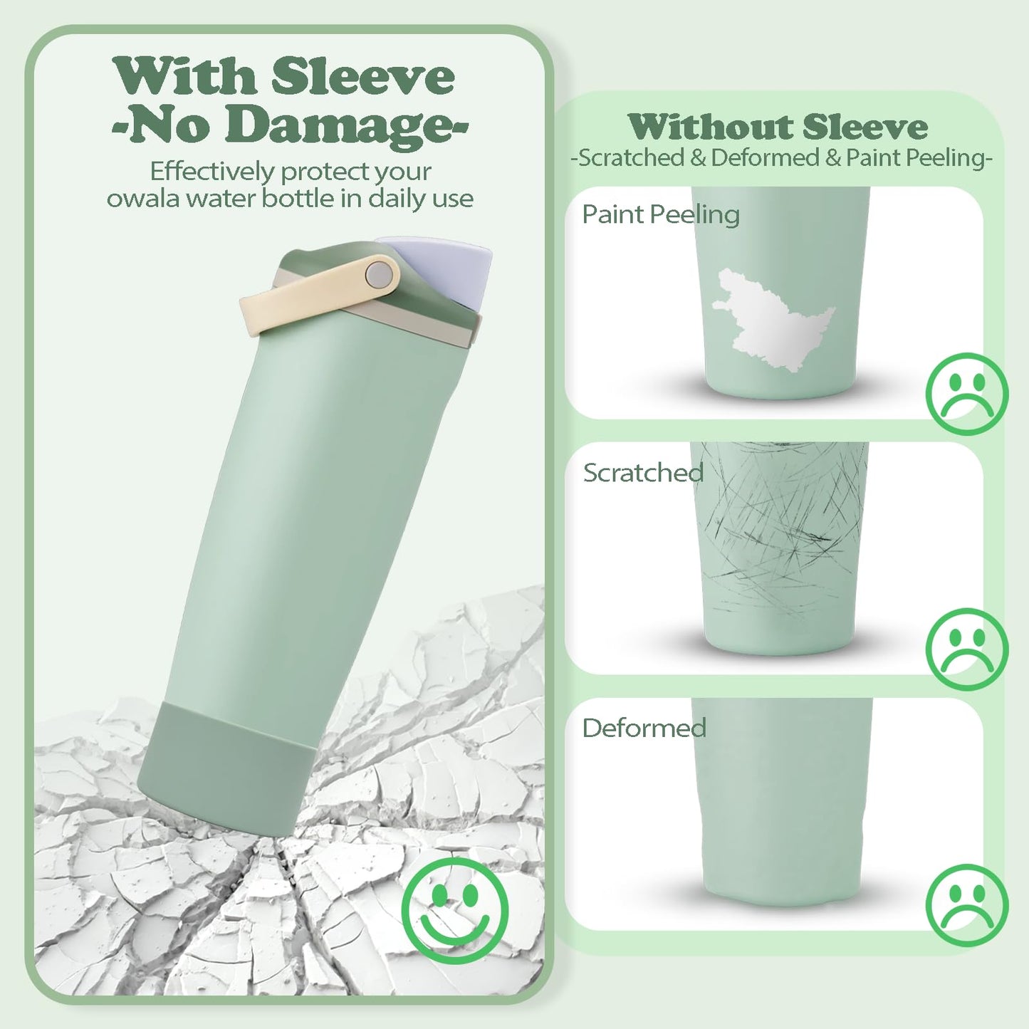 Kaitiaki 2PCS Silicone Boots for Owala 30oz & 40oz FreeSip Sway Bottles & Tumblers – Non-Slip, Scratch-Resistant, Stability Enhancer for Owala Accessories (Eucalyptus Green)