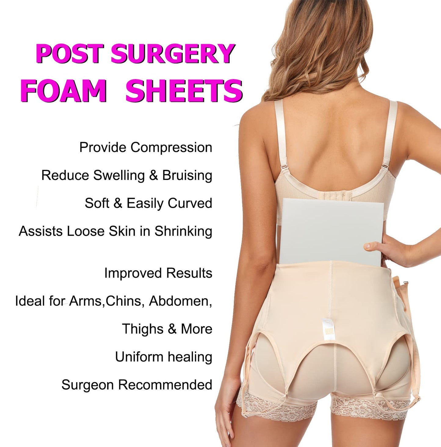 Gepoetry 4 Pack Lipo Foam Post-surgical Ab Board Flattening Abdominal Compression Board for using with Post Liposuction Surgery Compression Garments Foam pads for Recovery 8"X11"
