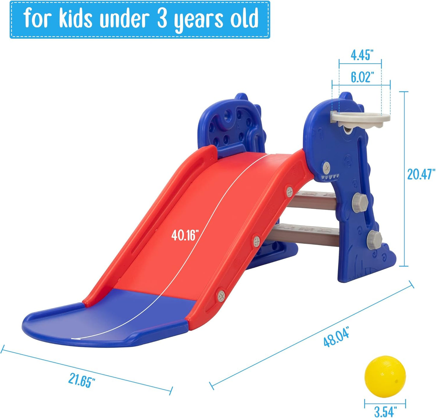 Nyeekoy Toddler Slide - 3 in 1 Kids Climber Playset with Basketball Hoop | Indoor/Outdoor Fun