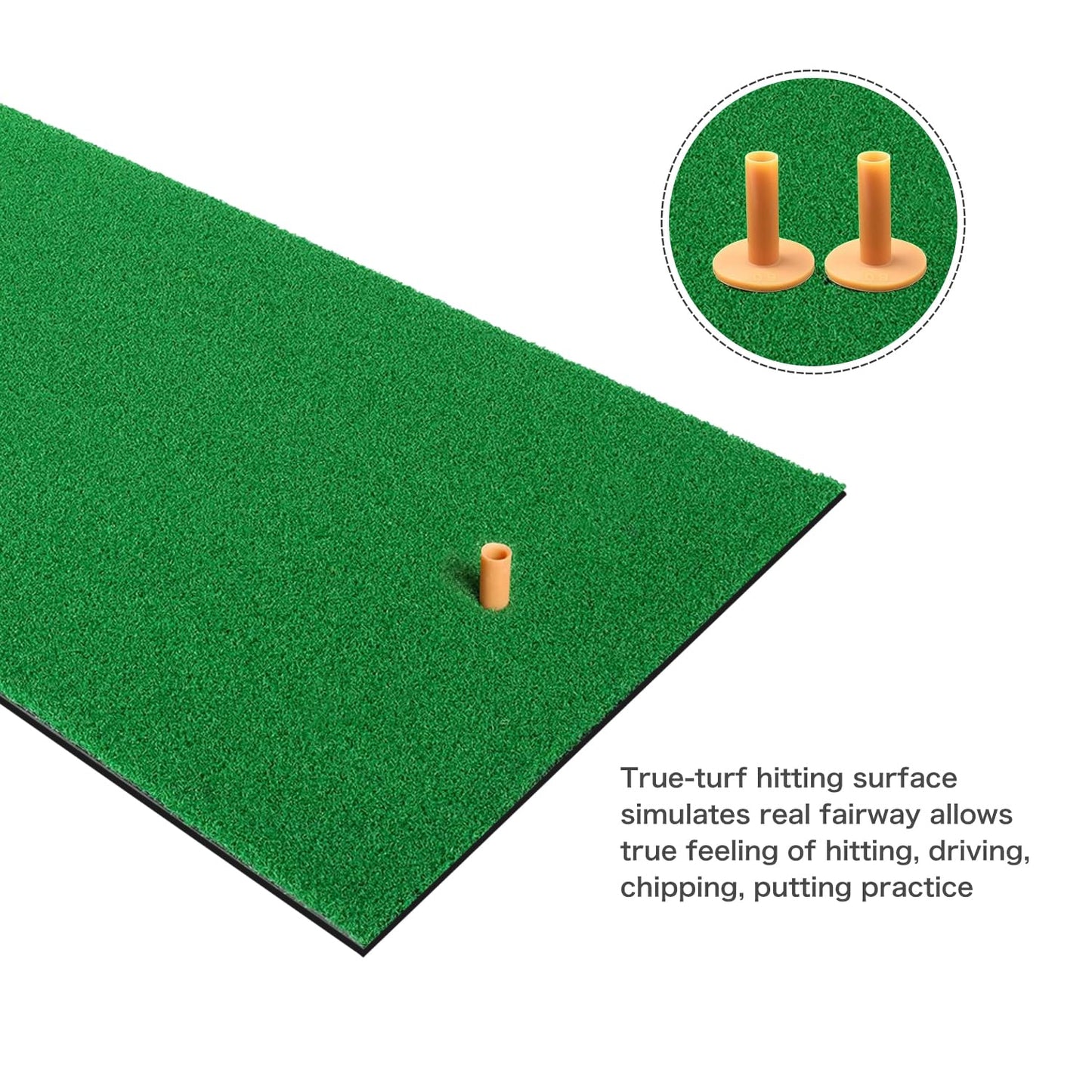IKULE Golf Mat Practice Hitting Mat with Rubber Tee Holder Realistic Grass Putting Mats Portable Outdoor Sports Golf Training Turf Mat Indoor Office in 40 * 70cm