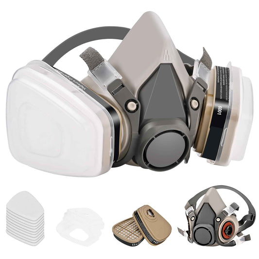 ZDDISN Half Face Respirator Mask with 6001 Filters | Reusable Welding Respirators Masks, for Chemical Epoxy Resin Construction Organic Vapor Woodworking Sanding DIY Spray Paint