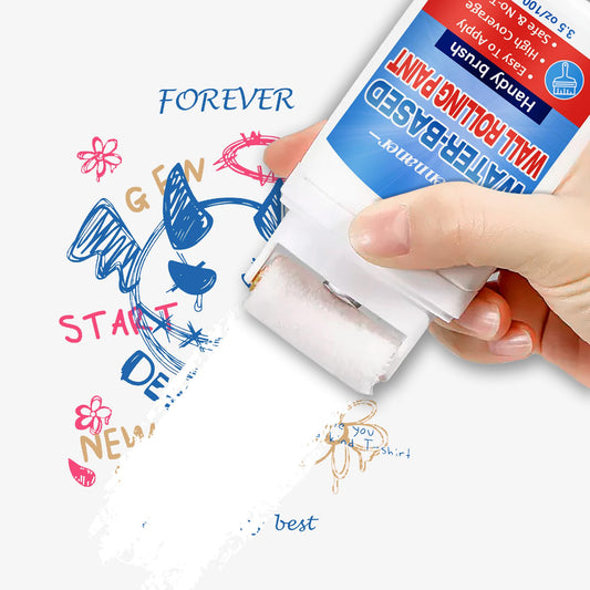 White Paint for Wall, Portable Integrated Paint Roller for Effortless Cleaning & Pristine Walls, Small Roller Brush Repair Kit Remove Stains, Scratches, Yellowing, Water-Based, Ready to Use