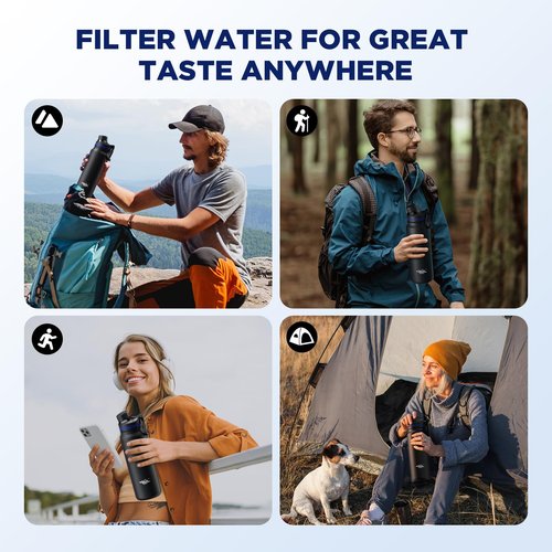 Membrane Solutions Replacement UF Filter for C3 Filtered Water Bottle, BPA-Free for Camping, Hiking, Backpacking and Travel (UFx2)