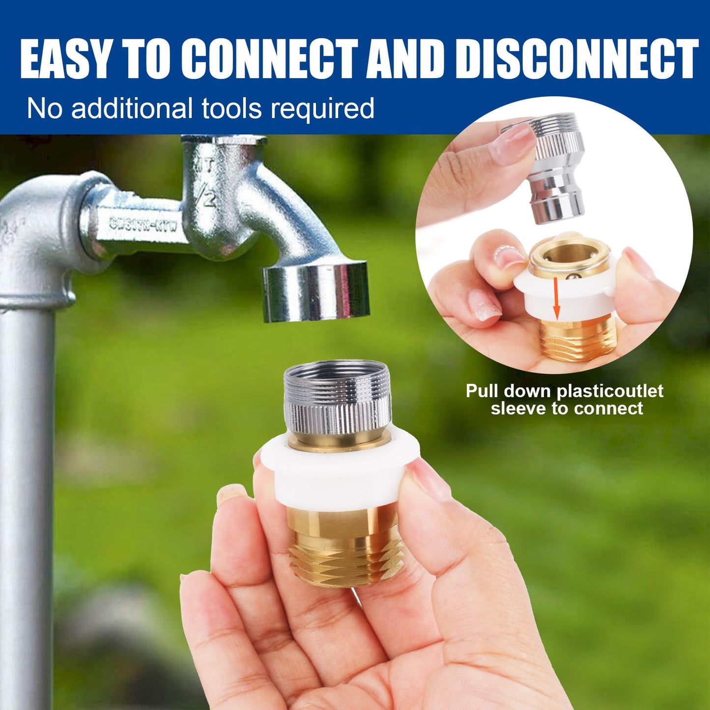 Dishwasher Snap Coupling Adapter, Faucet Adapter for Portable Washer Compatible with Danco Part #10521 - Brass 15/16 in.-27M or 55/64 in.-27F x 3/4 in Sink Faucet to Garden Hose Adapter