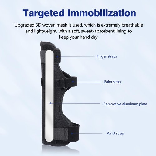 Cozyhealth Boxer Finger Splint Brace, Supports Pinky, Ring, Knuckles - Right or Left Adjustable Metacarpal Hand Brace, Straightening for Trigger Finger, Injury, Fracture, Broken, Tendonitis (9 inch)