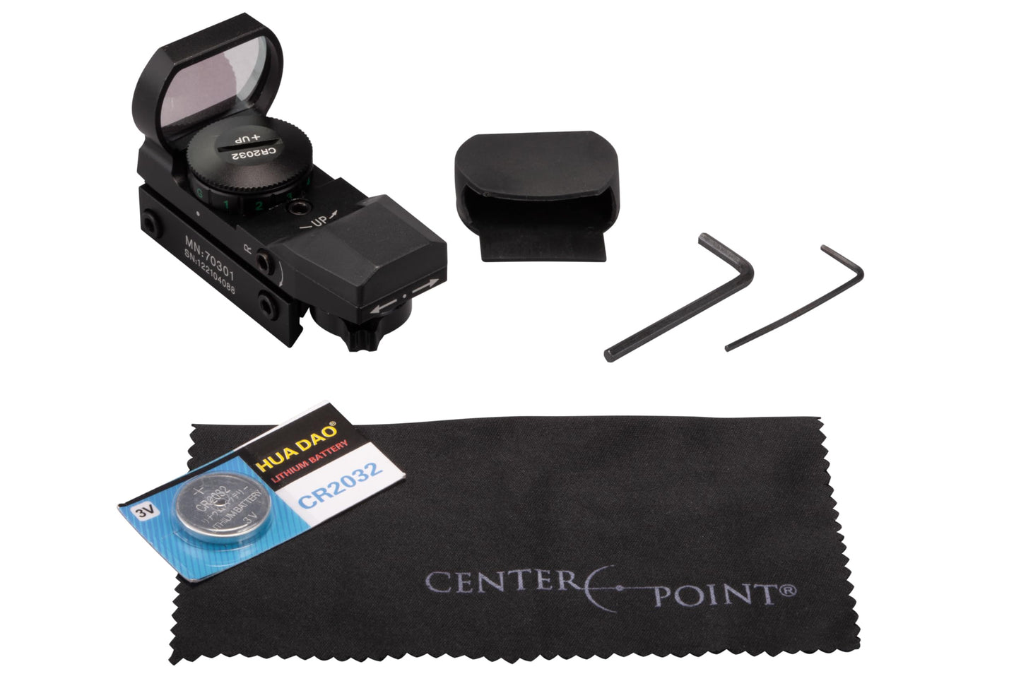 CenterPoint Optics 70301 Red/Green 32mm Open Reflex Sight With 4 Reticles 32mm For Picatinny Mount, one size