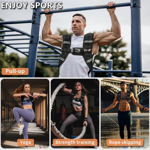 FUFF Weighted Vest Woman, 15 LB Womens Weight Vest for Walking, Strength Training Weight Vests for Female Men, Reflective Stripe Fitness Body Vest for Workout Running Jogging (Black)