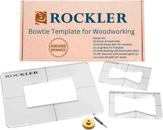 Bow Tie Inlay Kit for Woodworking - 3-in-1 Decorative Router Template Set with Frame, Bit & Bushing