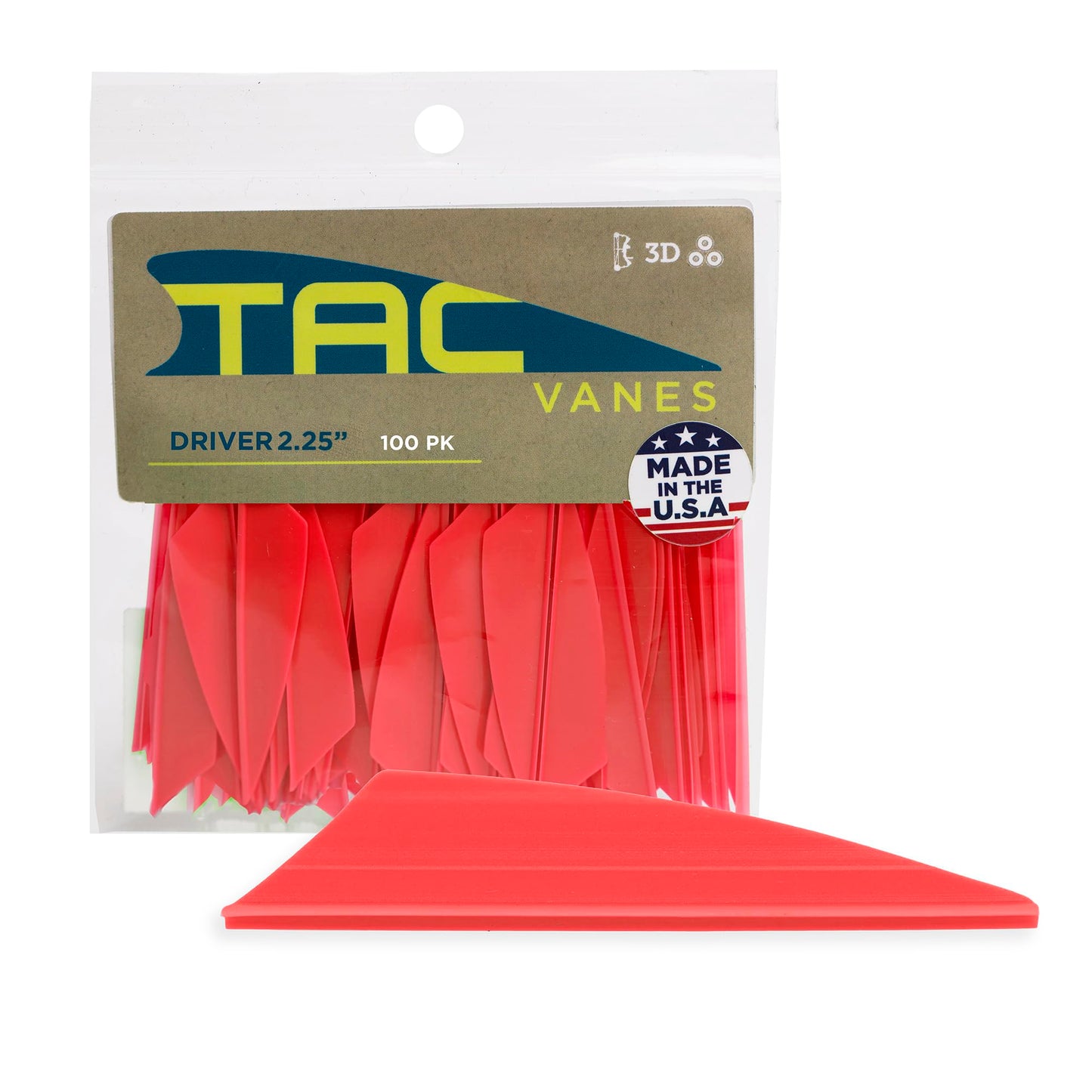 TAC Vanes 2.25" Driver Arrow Vanes | Archery Fletching for Compound & Crossbow | Durable, Lightweight, High Accuracy, Red 100 Pack