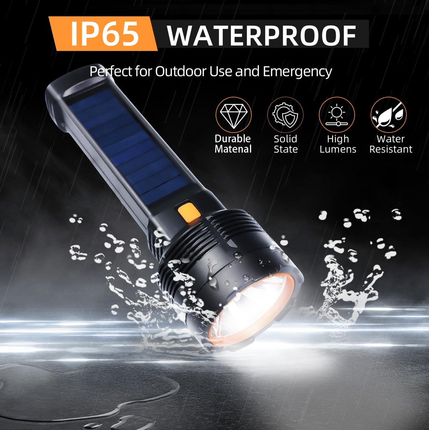 2 Pack LED Rechargeable Flashlight - 100000 Lumens Super Bright Solar Flashlights, Compact & Waterproof Flash Light for Home, Camping,Hiking, Emergencies, Adventures