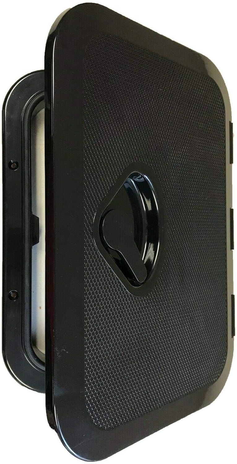 SEAFLO Marine Boat Deck Access Hatch - Rectangular Design with Lock & Key | White/Black Finish