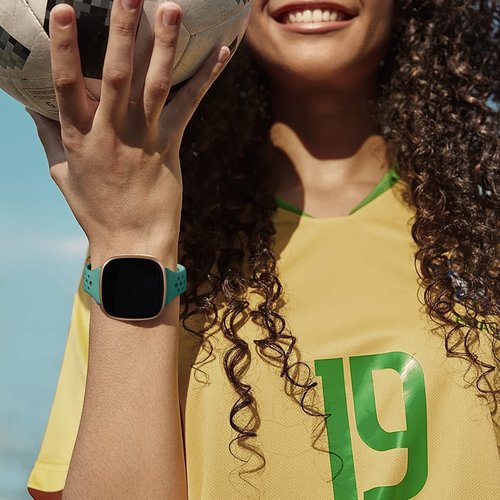 Laffav 4 Pack Bands Compatible with Fitbit Versa 3/ Versa/Sense//Sense 2 Band for Women Men, Slim Soft Silicone Sport Strap Replacement Wristband (Large, Black/Pine Green/Purple/Blue Gray)