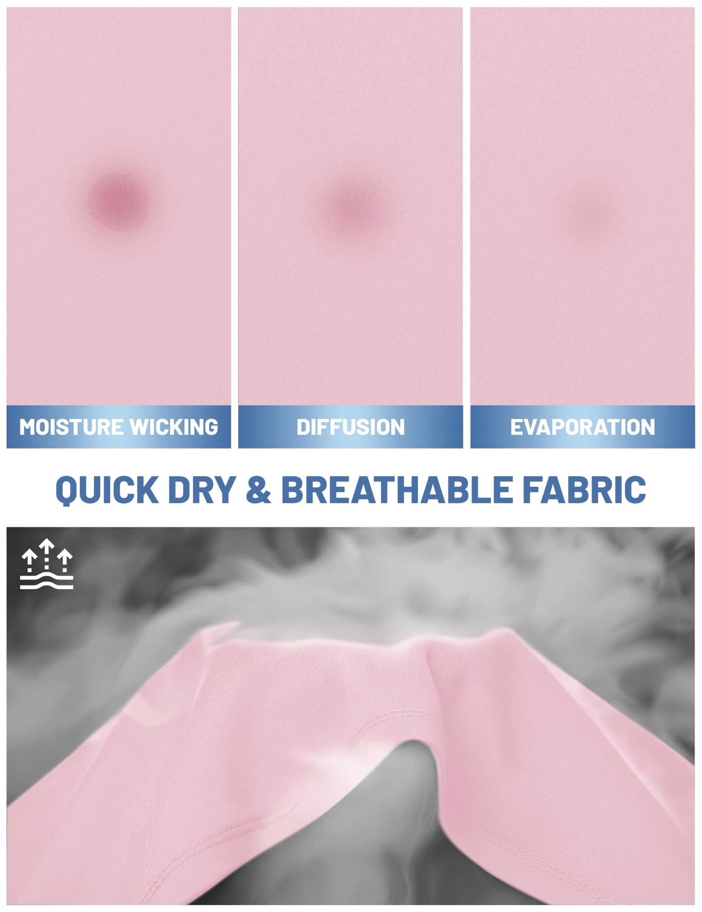 Mens Quick Dry T-Shirt - Short Sleeve Running Shirt - Sun Protection - Active - Light Pink M