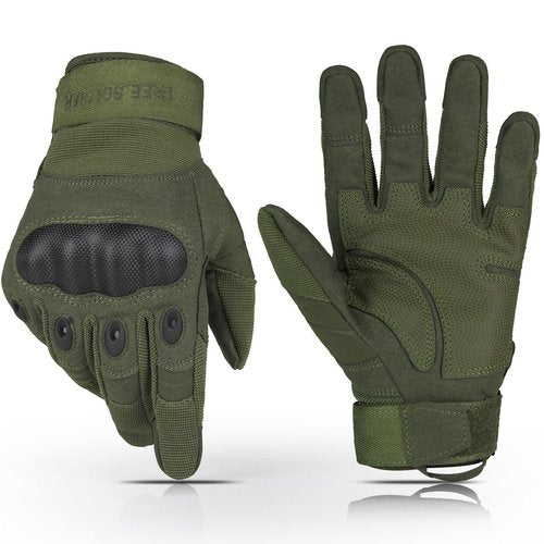 FREE SOLDIER Gloves for Men Full Finger Fingerless Gloves for Work Gardening Cycling Motocycle Hiking Riding Climbing(Green Small)