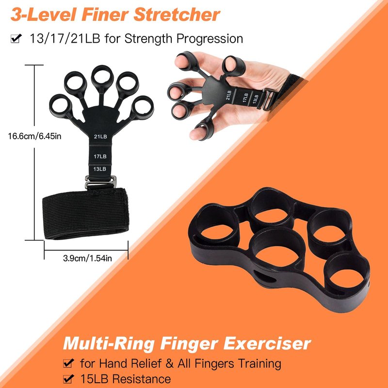 CYFIE Grip Strength Trainer Kit (6 Pack), Hand Grip Strengthener, with Adjustable, Forearm Strengthener, Finger Strengthener, Finger Exerciser, Stress Relief Ball & Grip Ring for Workout, Muscle Building and Recovery
