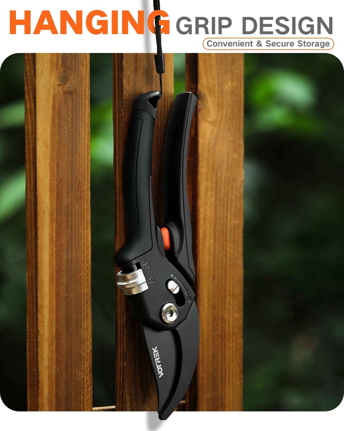 VOTREK 8.5" Pruning Shears for Gardening, 【Unique Stepless Handle Opening】Professional Bypass Garden Clipper for All Hands, SK5 Steel Blades, Heavy Duty Ergonomic Plant Pruners for Branch