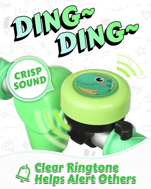 VICTGOAL Bike Bell for Kids with Loud Clear Sound, Bicycle Bell Scooter Bike Horn Ringtone Alert Cute Cycling for Toddler Children Boys Girls (Green)