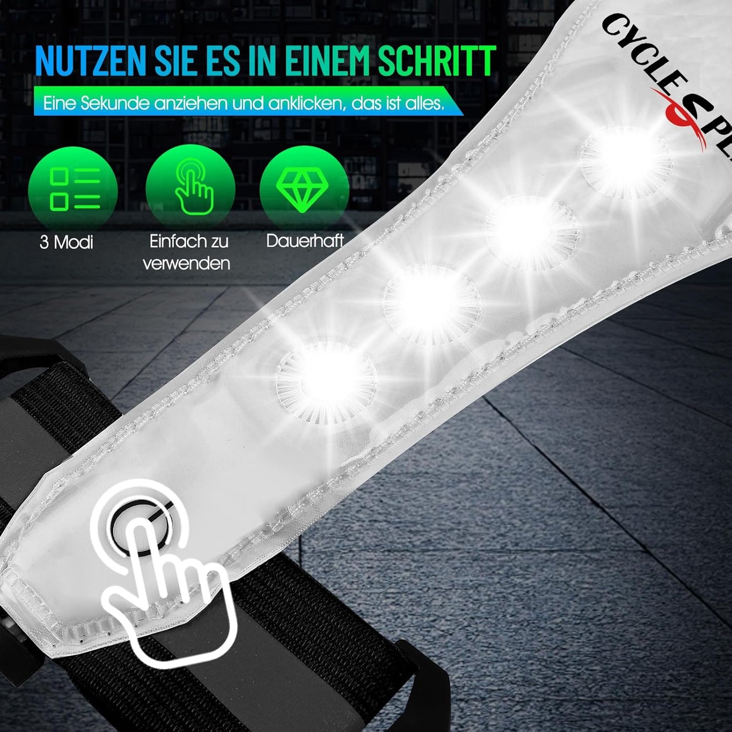 Skiennix LED Reflective Vest - High Visibility Light-Up Running Gear for Night Safety | USB Rechargeable, Adjustable Fit