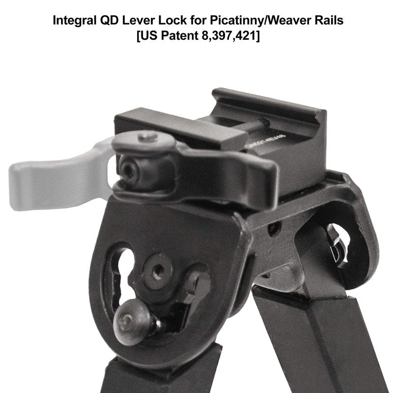 UTG Rubber Armored Full Metal QD Bipod, Height 6.0"- 8.5", Black