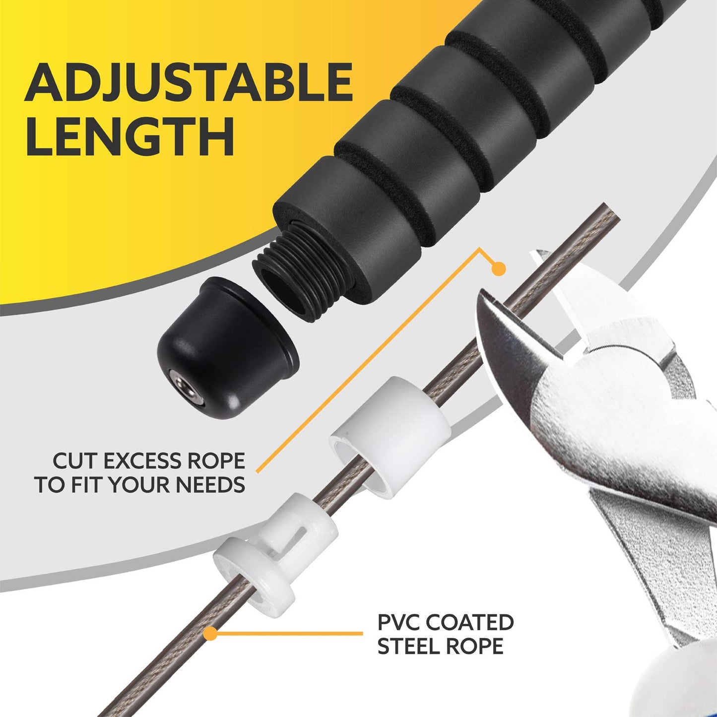 3DActive Jump Rope, Tangle-Free Adjustable Skipping Rope with Ball Bearings. Perfect for Home Workouts, Cardio Exercise & Burning Calories. Cordless Jump Rope, Handle Weights & Carry Bag Included - Black