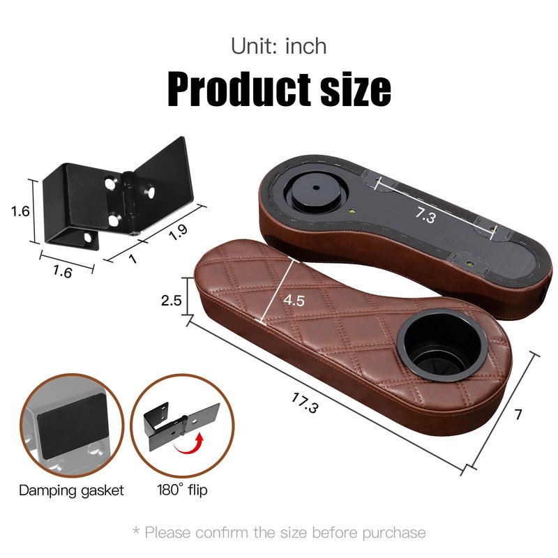 NOKINS Golf Cart Armrest with Cup Holder for EZGO/Club Car/Yamaha, No Drilling Required, Golf Cart Flip Hinged Armrest for Rear Seat with 1 inch Square Tube Frame (Brown&Brown 8438)