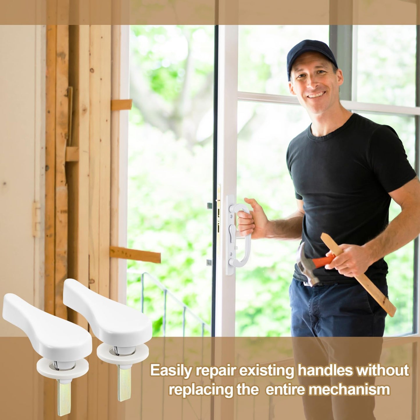 Zonon 2 Sliding Door Latch Lever Spindle White Steel Pin Set for Patio Door Replacement Hardware