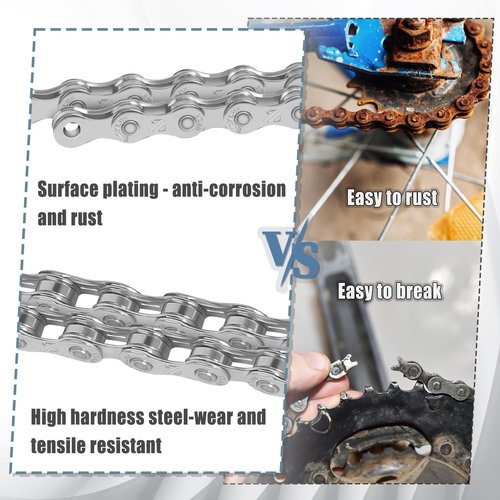 BUCKLOS 6/7/8/9/10/11/12 Speed Bike Chain,Bicycle Chain for Road Bike/E-Bike/Mountain Bike/MTB/Shimano SRAM,Half/Full Hollow Bike Chain Silver/Gold 1/2 x 11/128 Inch 116 Links with Quick Link