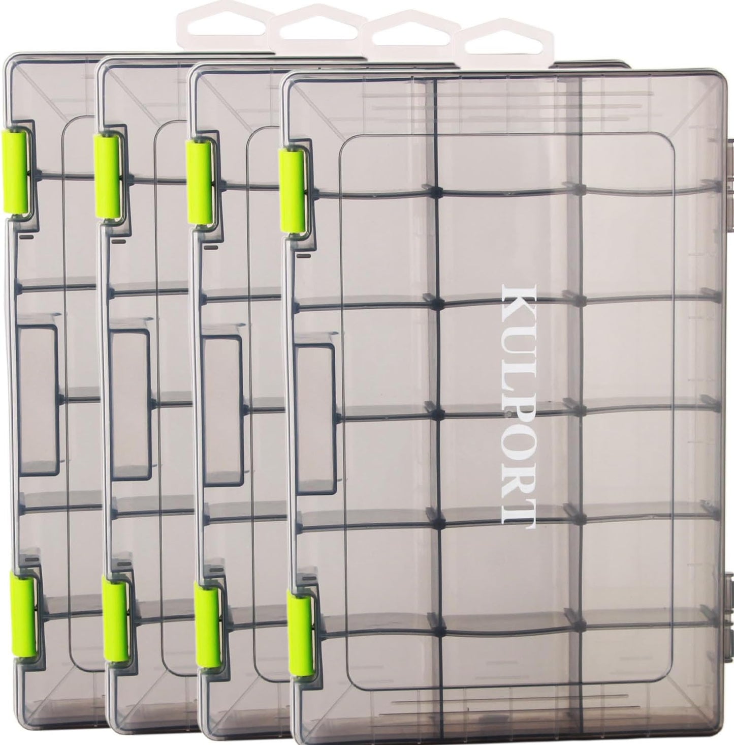 Skiennix Tackle Box - Plastic Storage Organizer with Removable Dividers | 3600 Tackle Tray, 4 Packs - Grey