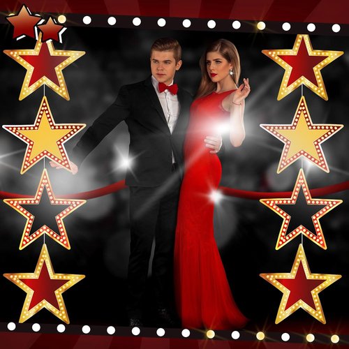 Geosar Movie Star Cardboard Cutouts - 48 Pcs Red Carpet Awards Night Decor | 11 Inch Size
