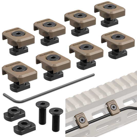 Guardtier CGM909 Pressure Switch Cable Guides Compatible with M-LOK System, Flashlight Laser Wire Management Clips 8 Pack - Black (Earth Tan)