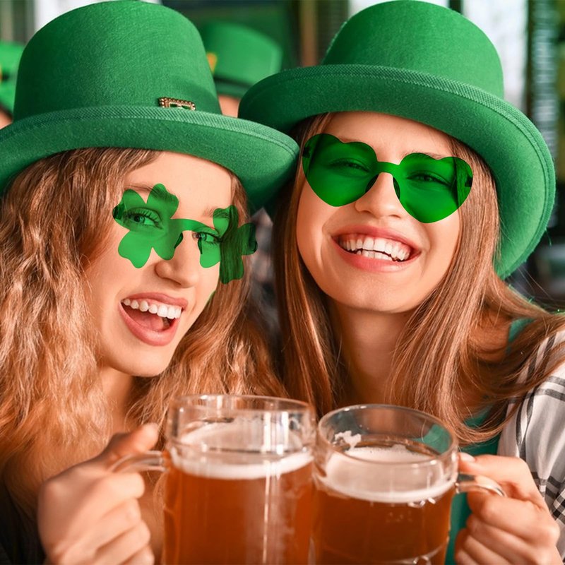 Semato 16 Pcs Shamrock Sunglasses Rimless Green Clover Irish Glasses St Patricks Day Accessories Party Favors