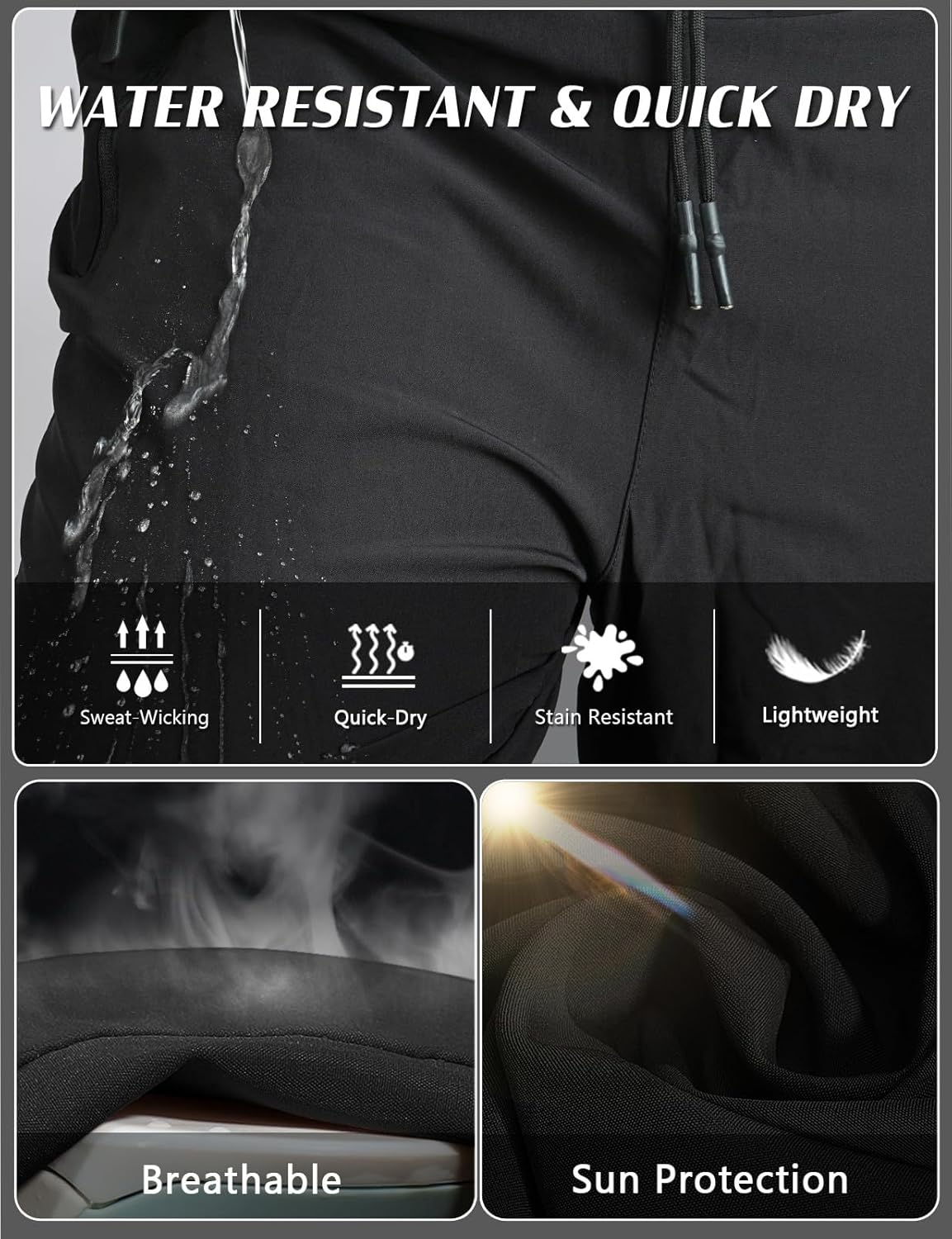 Skiennix Men's Hiking Pants - Water-Resistant, Quick-Dry, Lightweight with Zipper Pockets
