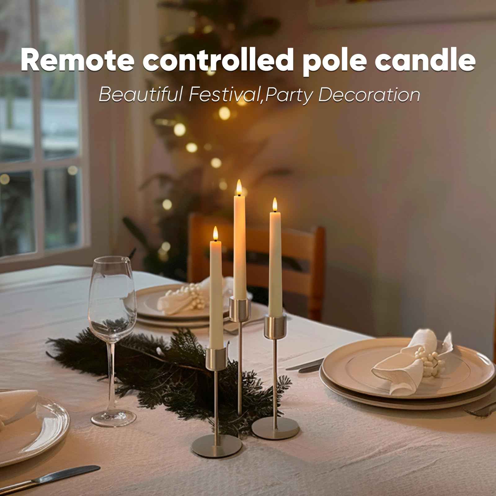 Homemory 6.7 Inches Flameless Taper Candles with Remote Timer Dimmer, Led Flameless Candlesticks Short Taper Candles, Flickering Battery Operated Candlesticks for Xmas Wedding Home Decor, Ivory, 6 Pcs