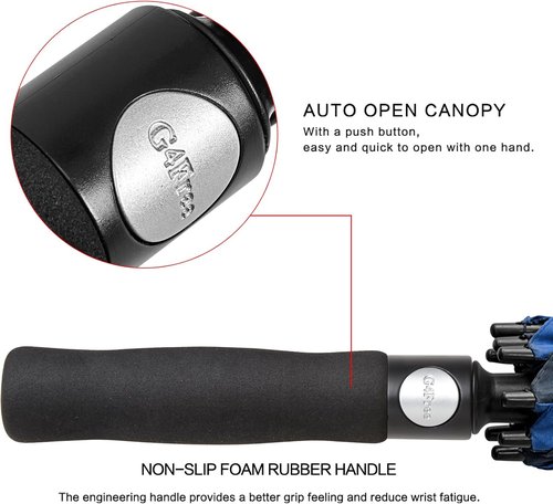 G4Free Automatic Open Golf Umbrella - Oversized Double Canopy, Windproof & Waterproof | 47-72 Inch