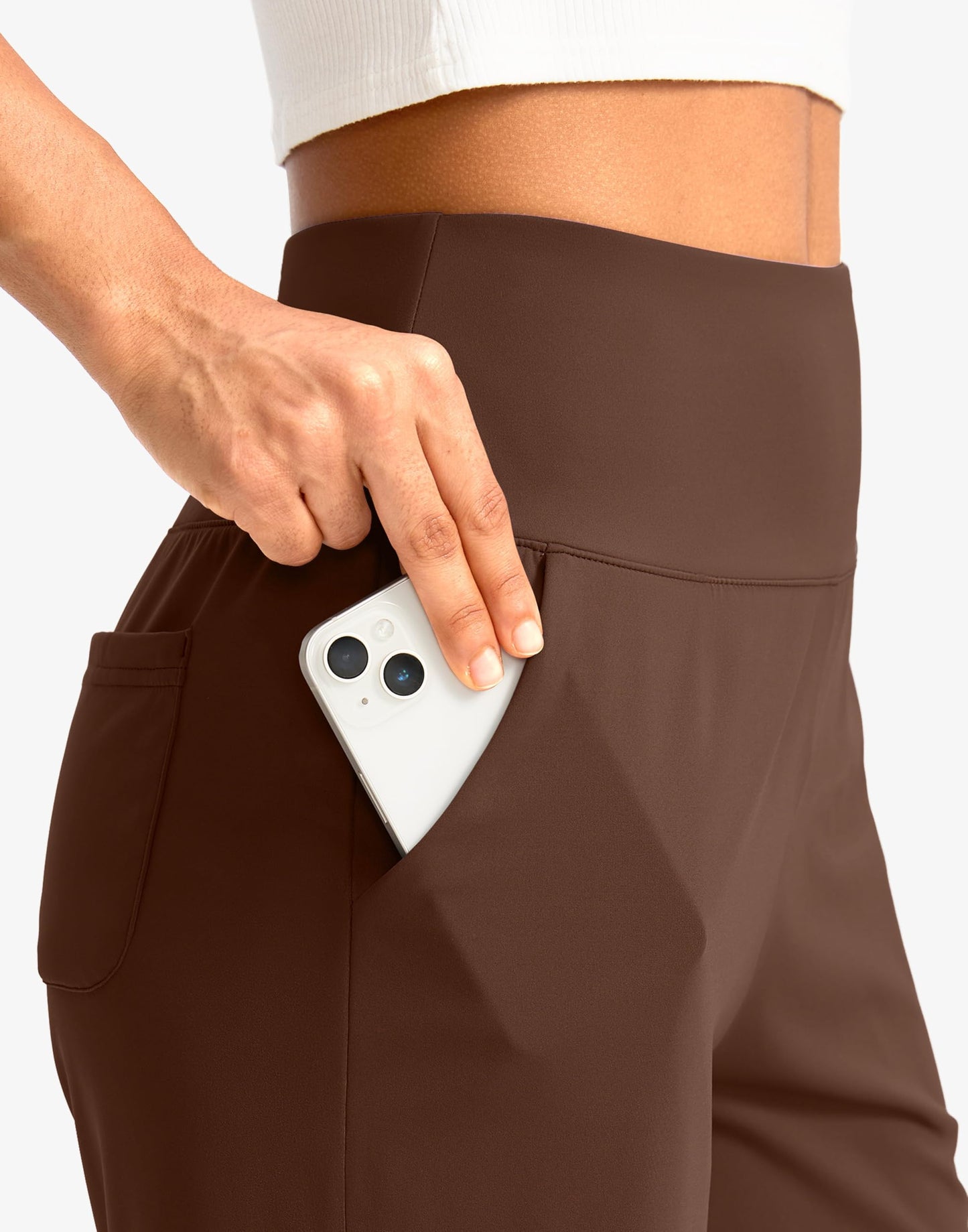 G Gradual Women's Bermuda Long Shorts with Pockets 9" High Waisted Knee Length Shorts for Women Walking Athletic Workout(Espresso,XL)