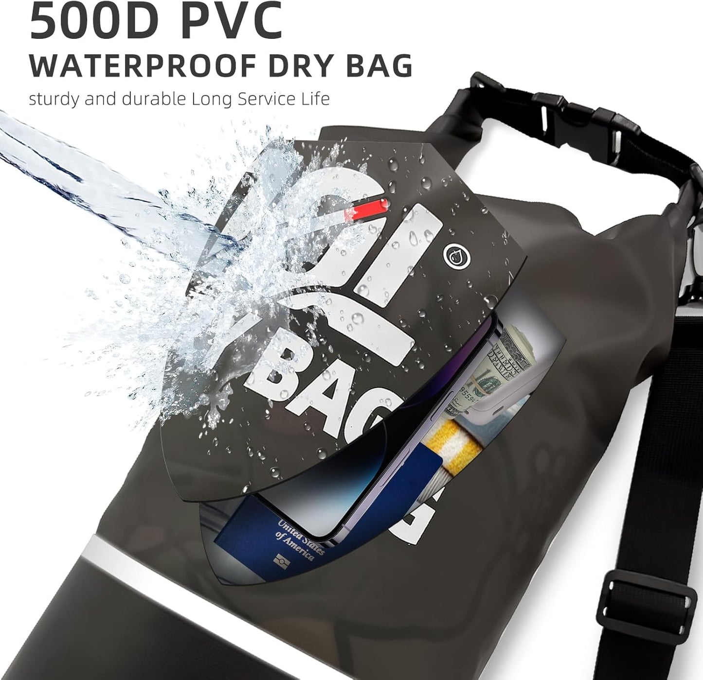 Skiennix Waterproof Dry Bag - 10L Lightweight Roll Top Backpack with Reflective Features & Phone Pouch