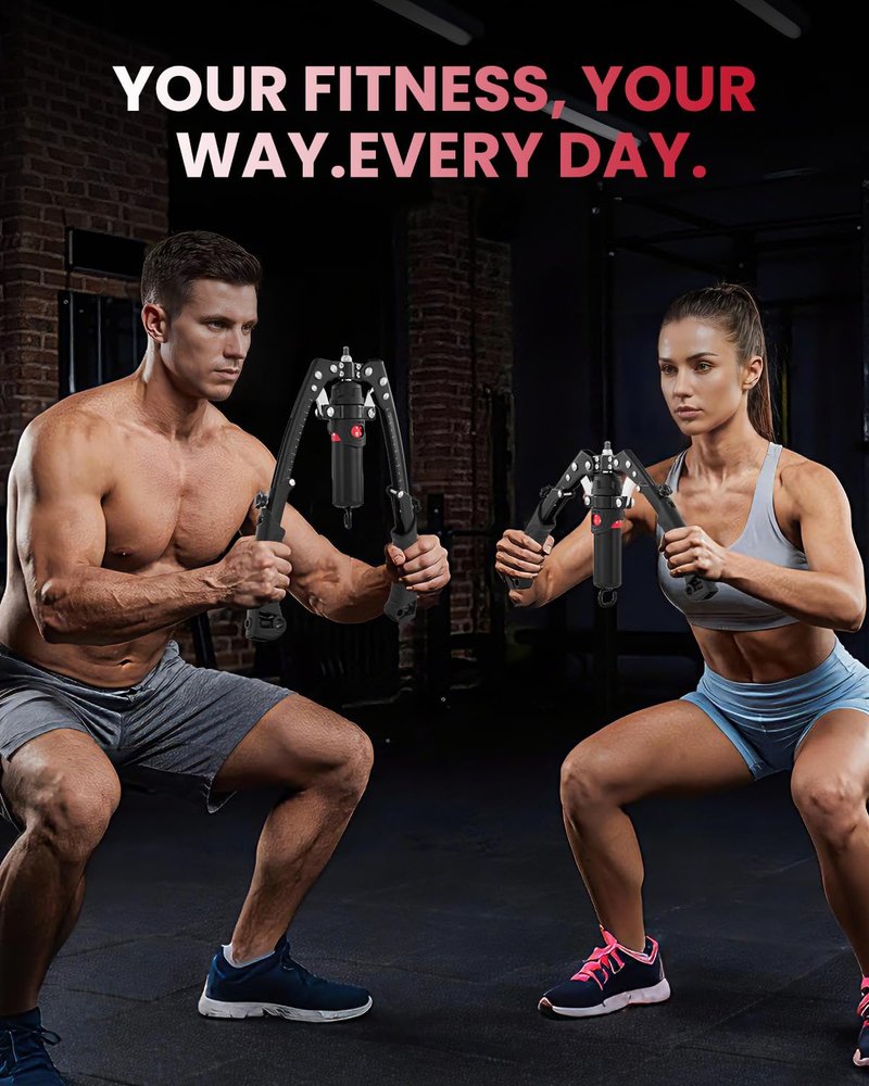 SAKER Twister Arm Trainer, Adjustable Hydraulic Home Gym Equipment for Strength Training, 22-440Lbs Chest Expander with Ab Roller Wheel, Workout Equipment for Men & Women, Arms Chest Core (Black)