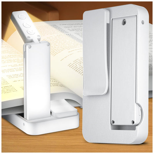 Lucarni Reading Light,Foldable Book Light,3 Color & Stepless Dimming Book Light for Reading at Night,700mAh Battery for Long-Lasting,Ultra Lightweight and Pocket-Sized for Book Lovers Gifts (White)