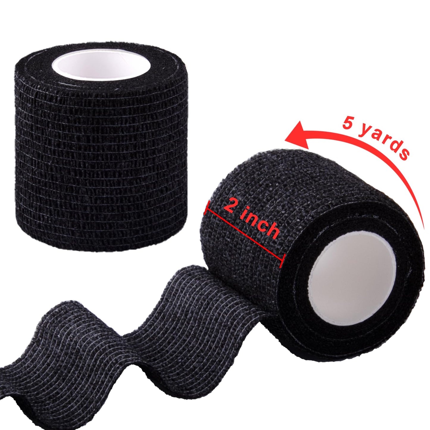 BQTQ 30 Rolls Self Adherent Wrap Stretch Bandages Self Adhesive Bandage Wrap 2 inch Self Stick Bandage Wrap Tape for Wrist Ankle Swelling Sprains (Black)