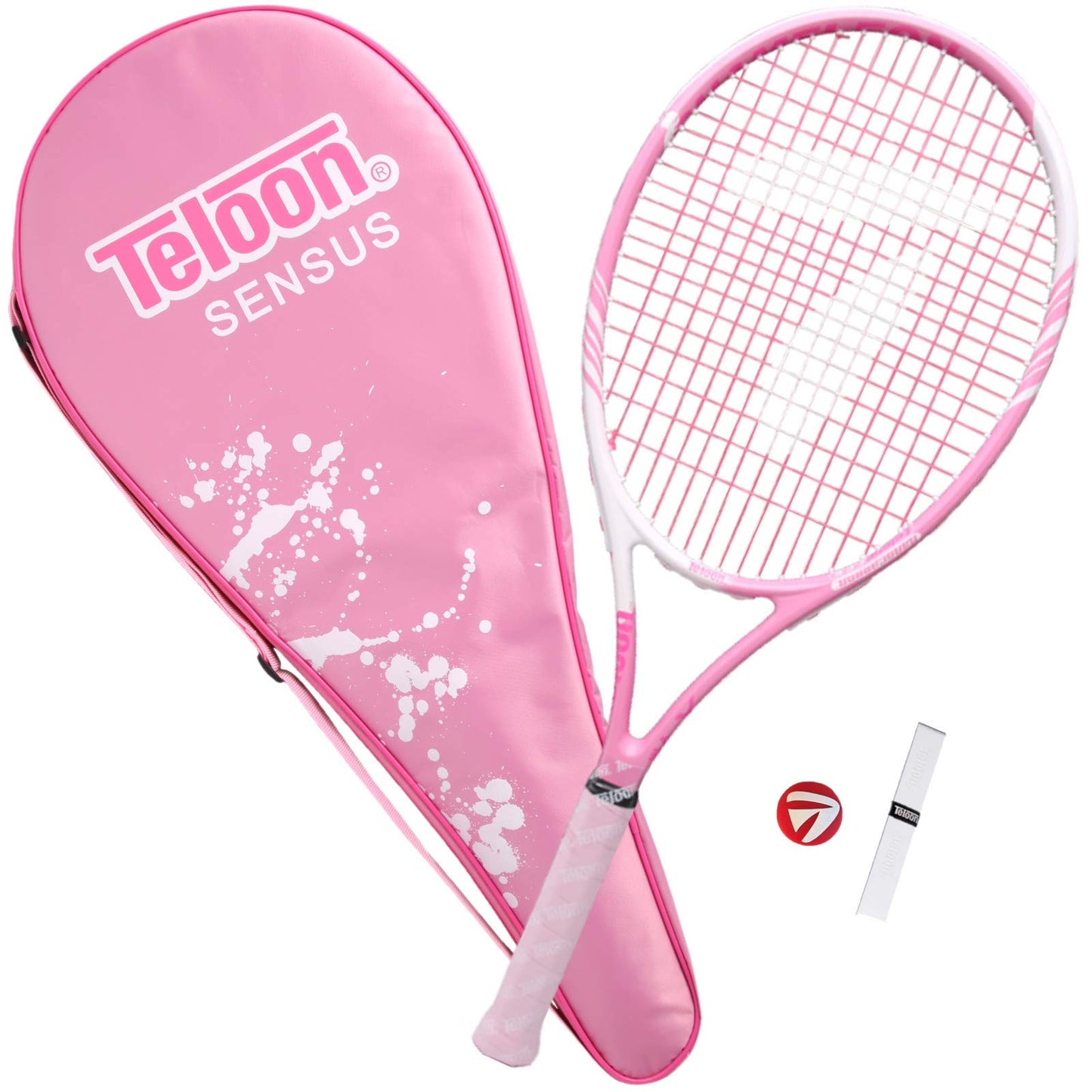 Teloon Sensus Series | Triple Shock Absorption | Adult Tennis Racquet, Women Tennis Racket Includes Bag Cover, Shock Absorber, Tennis Grip (Pink Highlight)